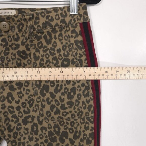 Sanctuary Pant Women 27 Leopard Print Standard Surplus Side Tuxedo Stripe Skinny - Picture 7 of 13